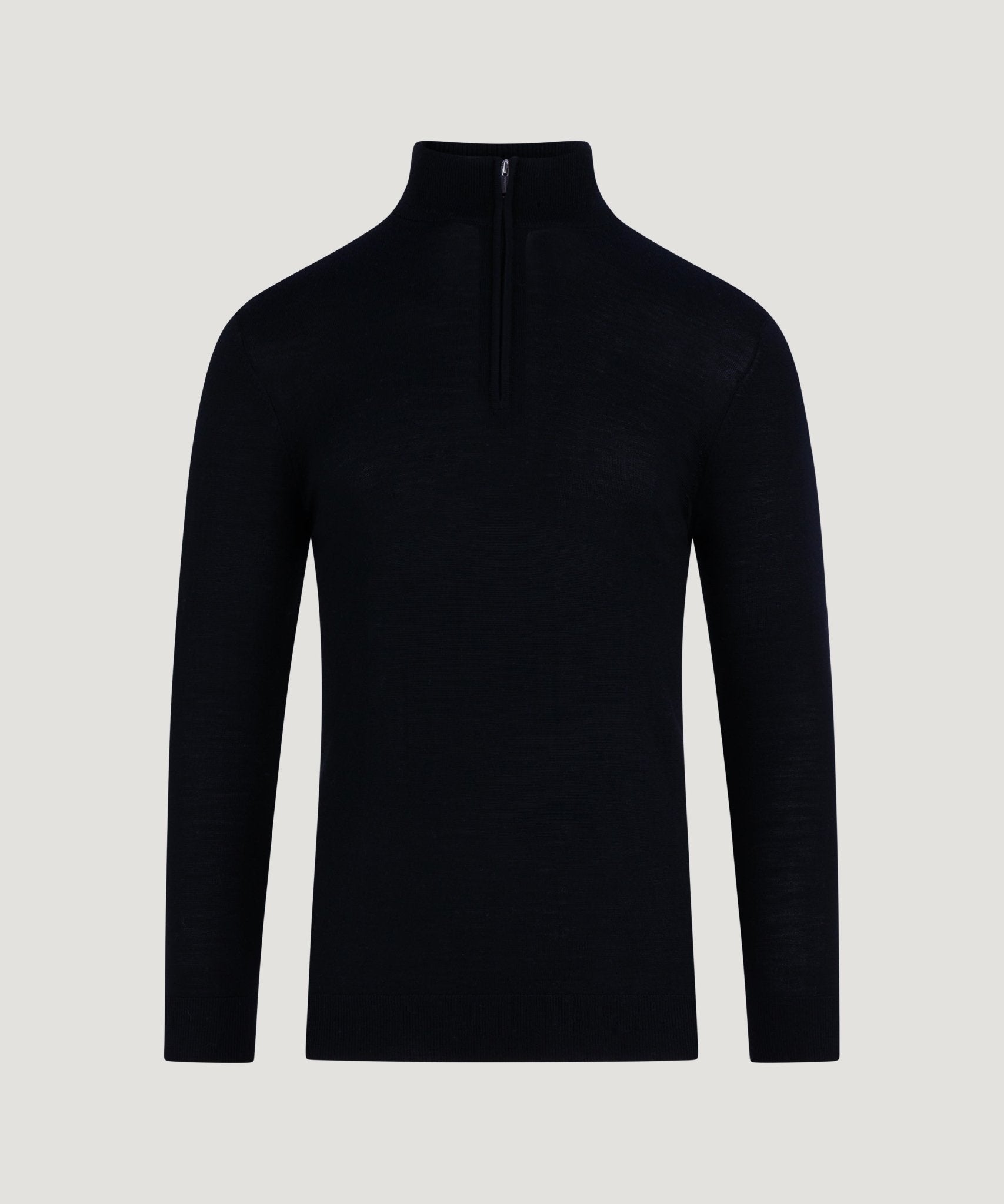 Profuomo Trui half - zip merinowol zwart - The Society Shop