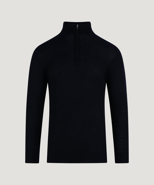 Trui half-zip merinowol zwart