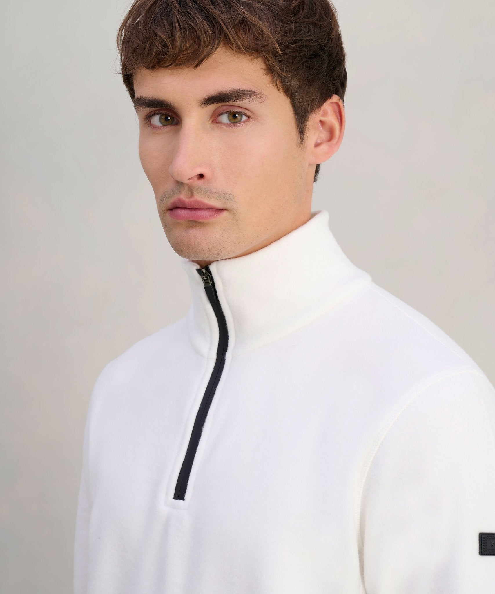 SOCI3TY Trui half - zip polar fleece off - white - The Society Shop