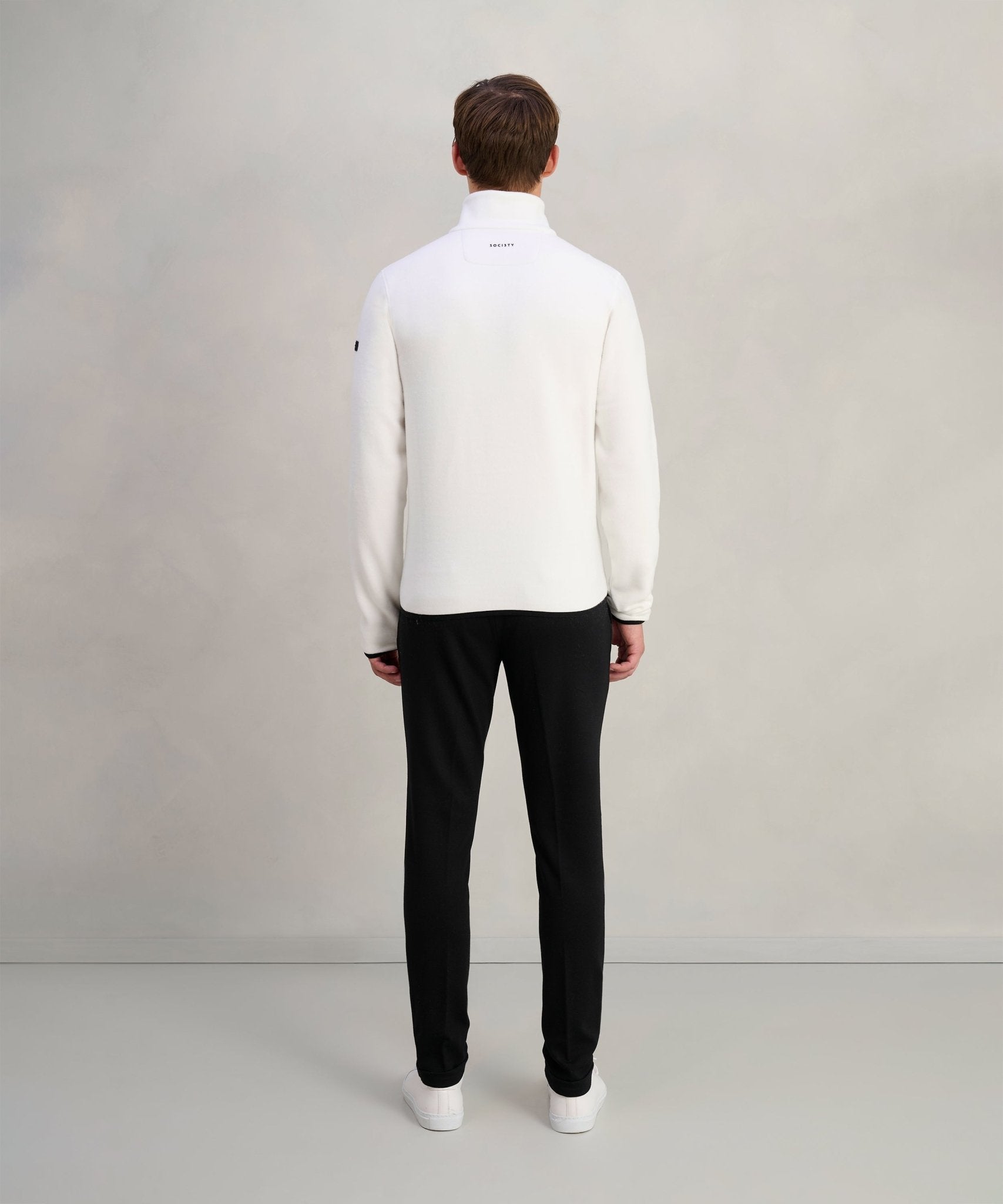 SOCI3TY Trui half - zip polar fleece off - white - The Society Shop