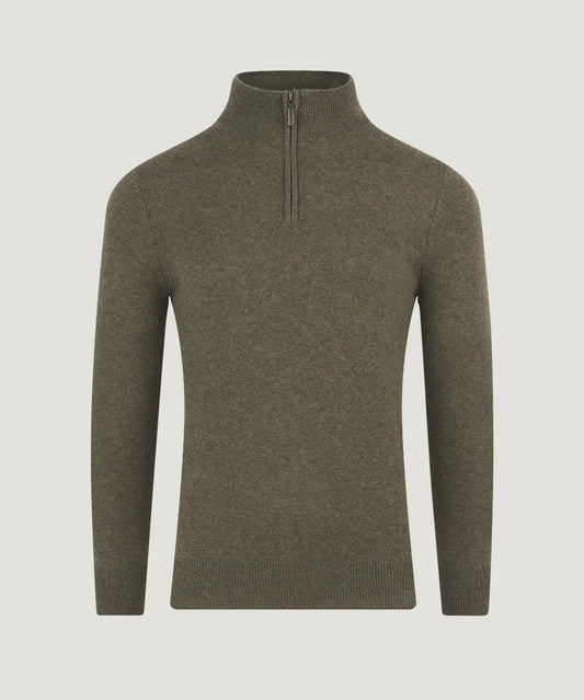 SOCI3TY Trui half - zip trui kasjmier groen - The Society Shop