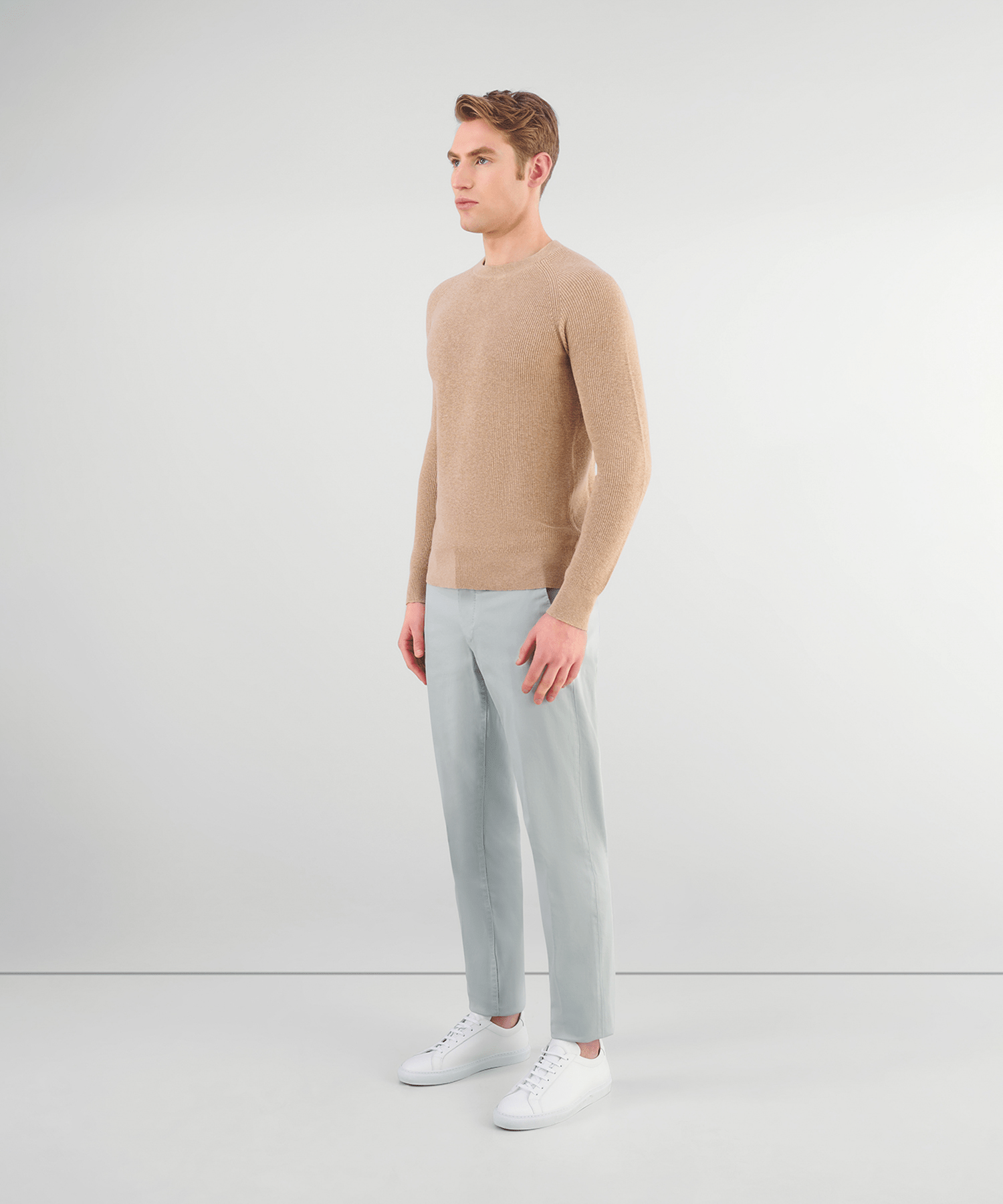 SOCI3TY Trui ronde hals katoen lichtbruin - The Society Shop