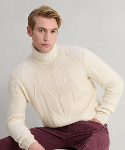 SOCI3TY Trui turtleneck heavy cable knit wol/kasjmier off - white - The Society Shop