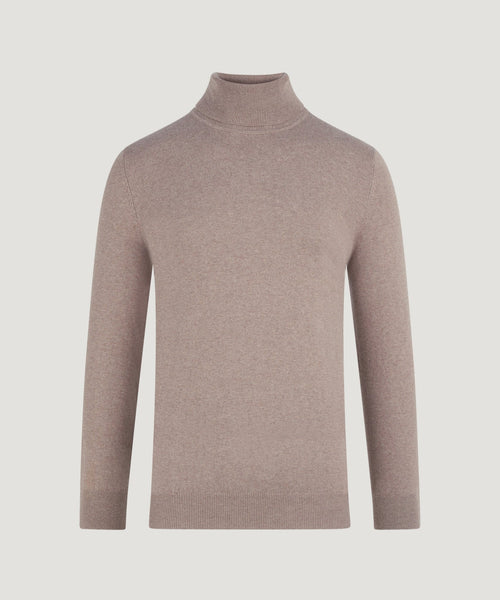 Trui turtleneck katoen/kasjmier beige