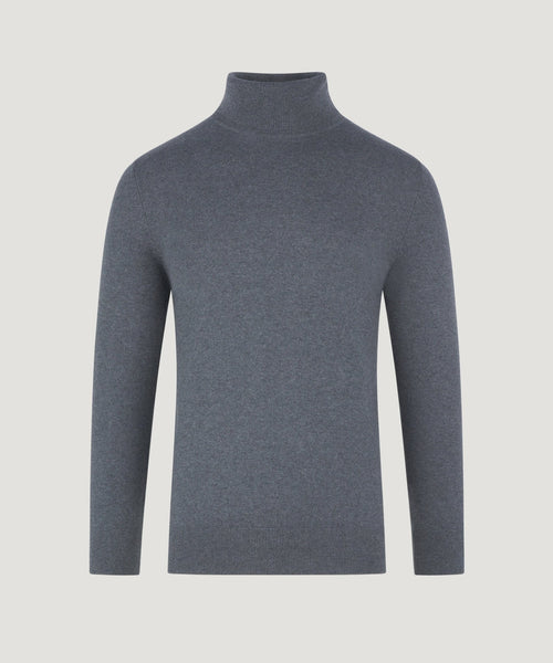 Trui turtleneck katoen/kasjmier lava