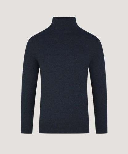 SOCI3TY Trui turtleneck katoen/kasjmier neat navy - The Society Shop