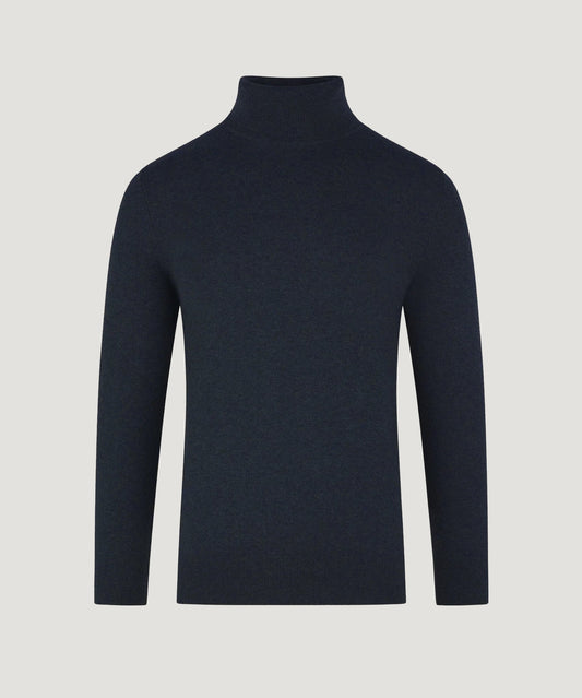 SOCI3TY Trui turtleneck katoen/kasjmier neat navy - The Society Shop