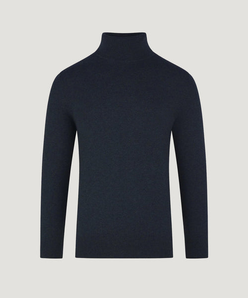 Trui turtleneck katoen/kasjmier neat navy