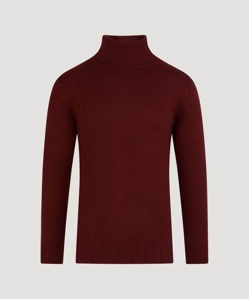 Trui turtleneck merinowol bordeauxrood