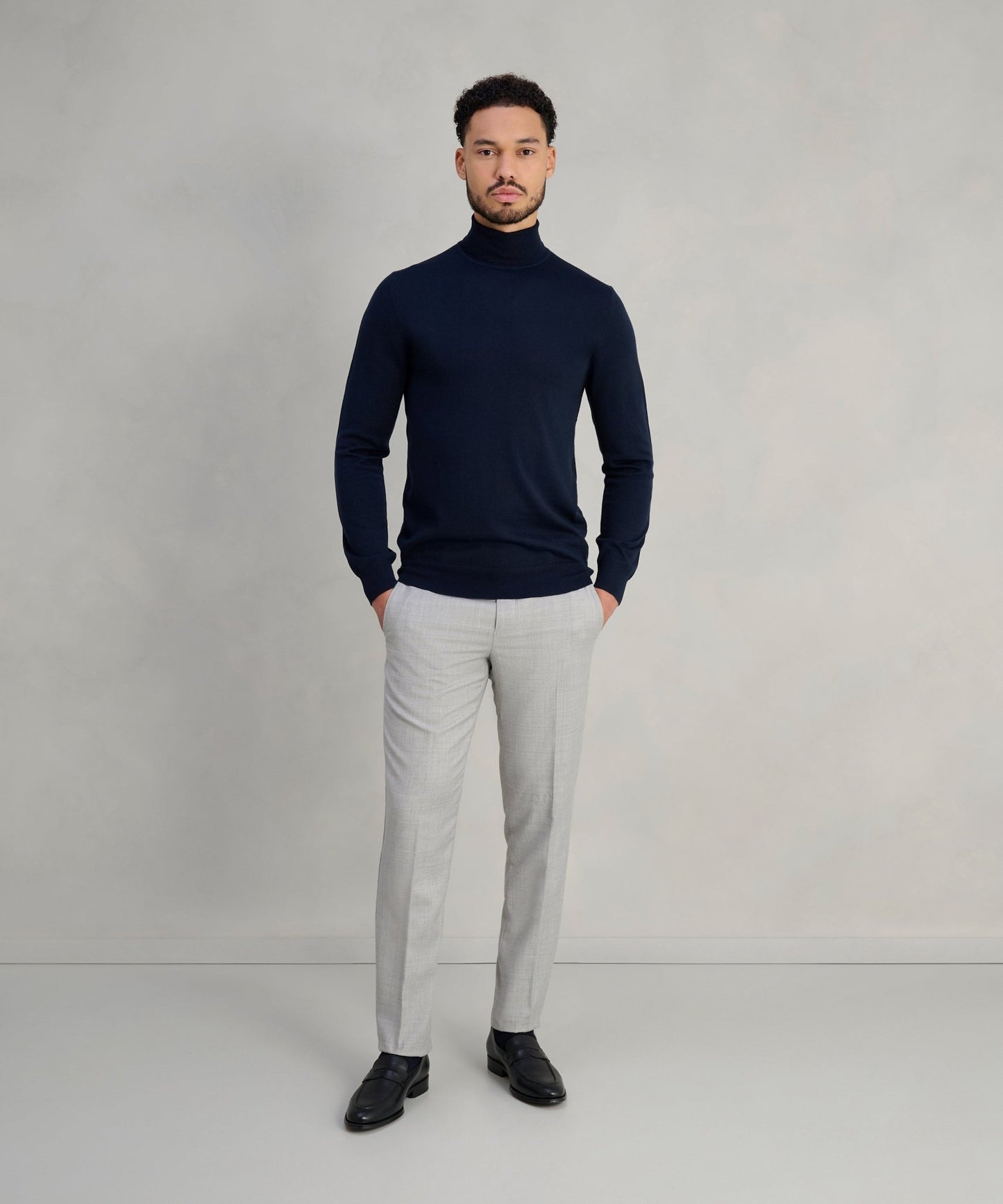 Profuomo Trui turtleneck merinowol donkerblauw - The Society Shop