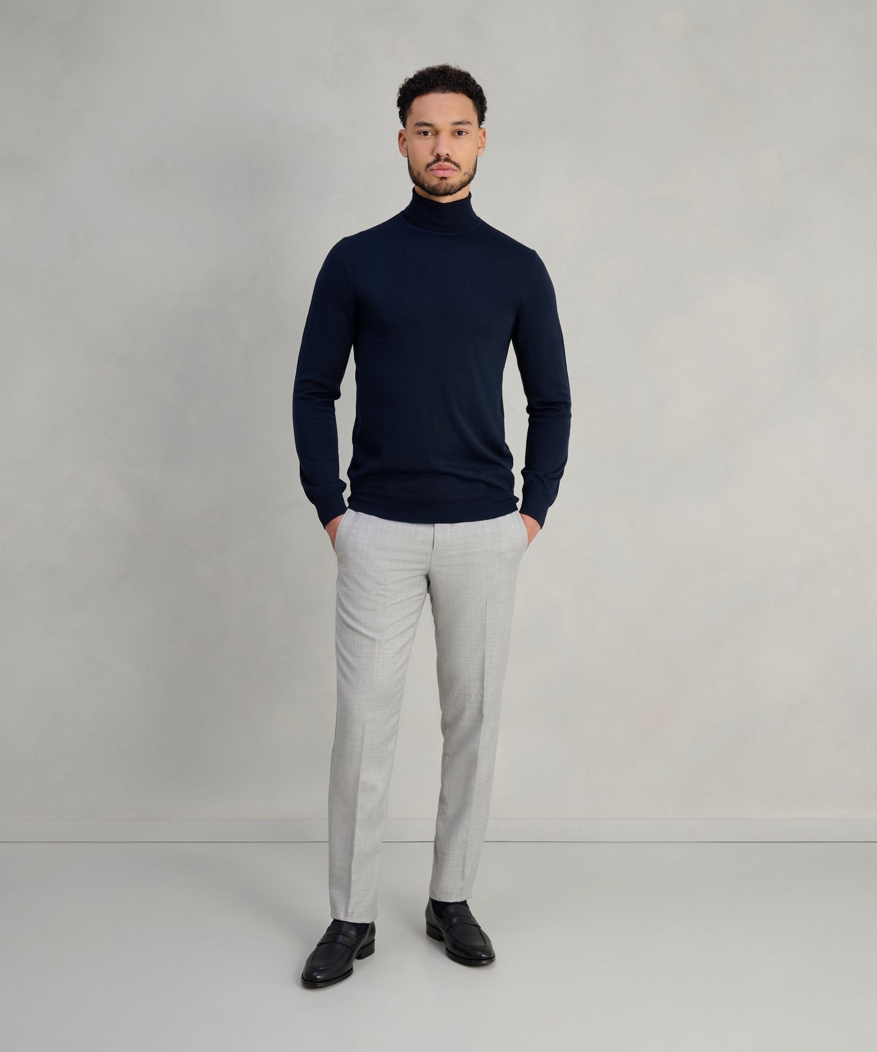 Profuomo Trui turtleneck merinowol donkerblauw - The Society Shop