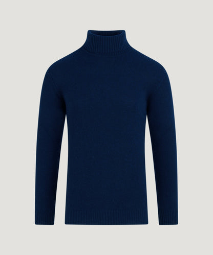 SOCI3TY Trui turtleneck merinowol donkerblauw - The Society Shop