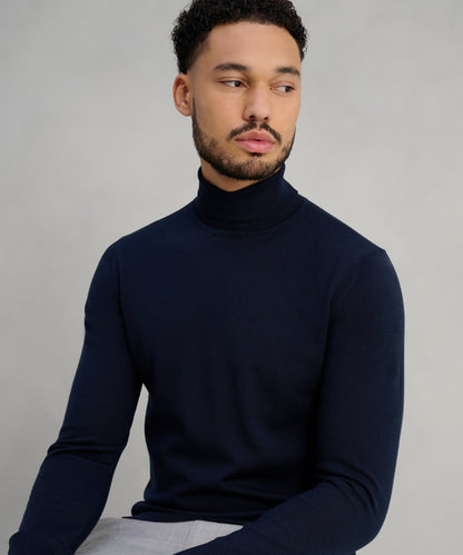 Profuomo Trui turtleneck merinowol donkerblauw - The Society Shop