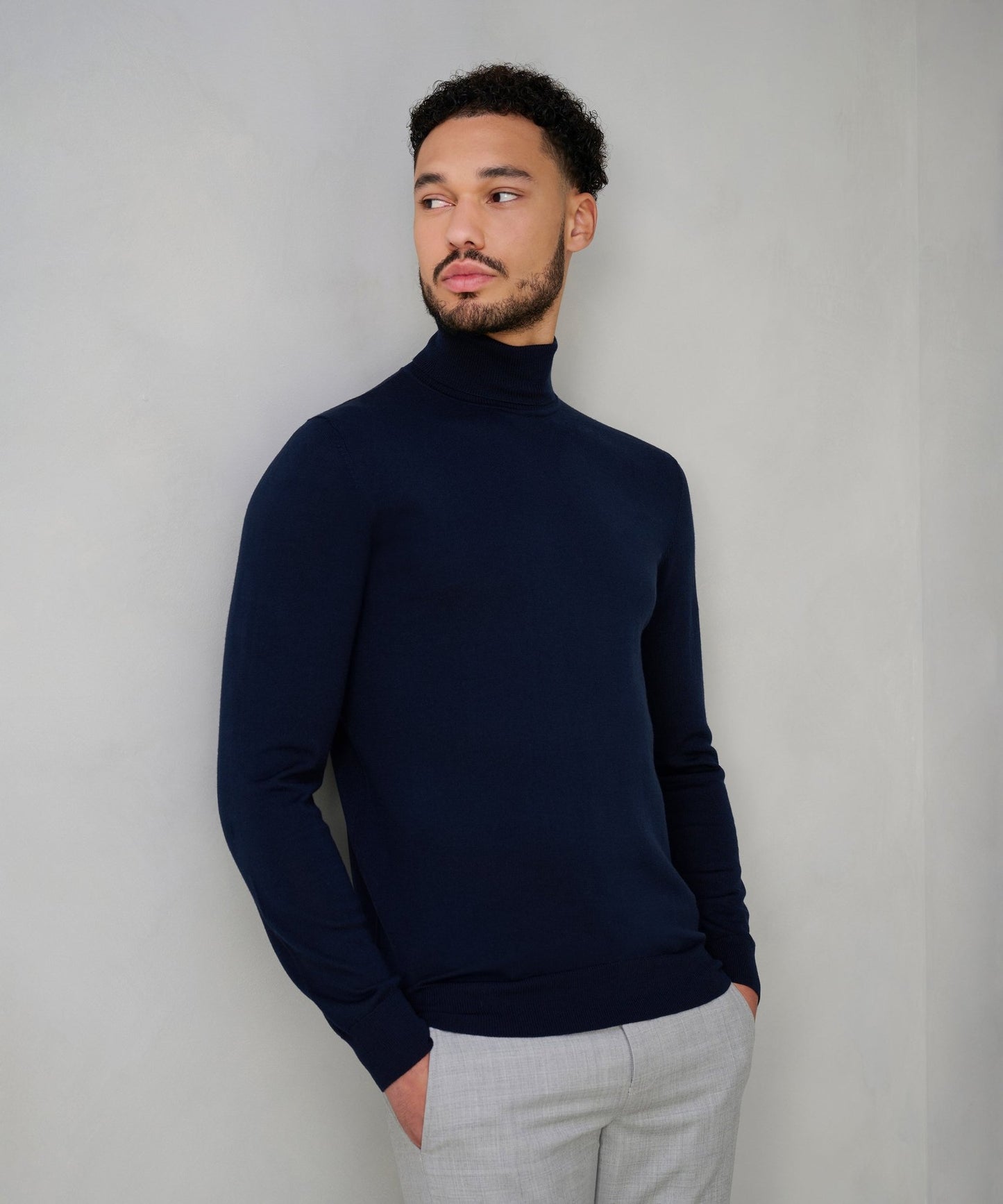 Profuomo Trui turtleneck merinowol donkerblauw - The Society Shop