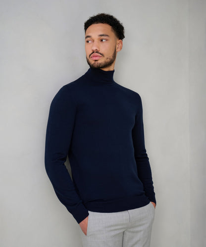 Profuomo Trui turtleneck merinowol donkerblauw - The Society Shop