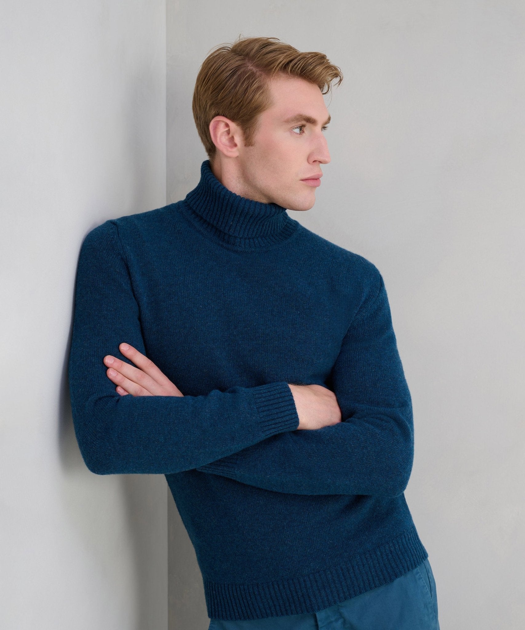 SOCI3TY Trui turtleneck Soft Wear wolmix blauw - The Society Shop