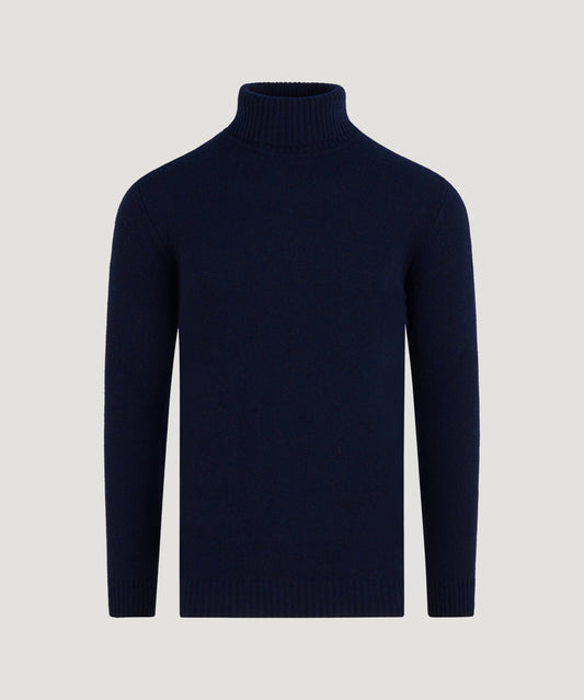 SOCI3TY Trui turtleneck Soft Wear wolmix donkerblauw - The Society Shop