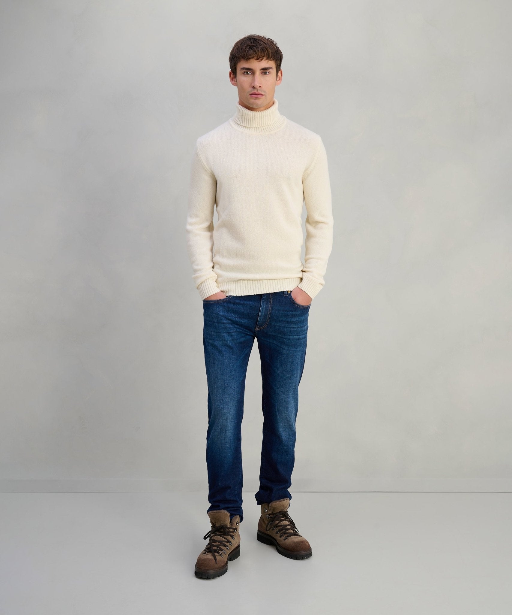 SOCI3TY Trui turtleneck Soft Wear wolmix off - white - The Society Shop