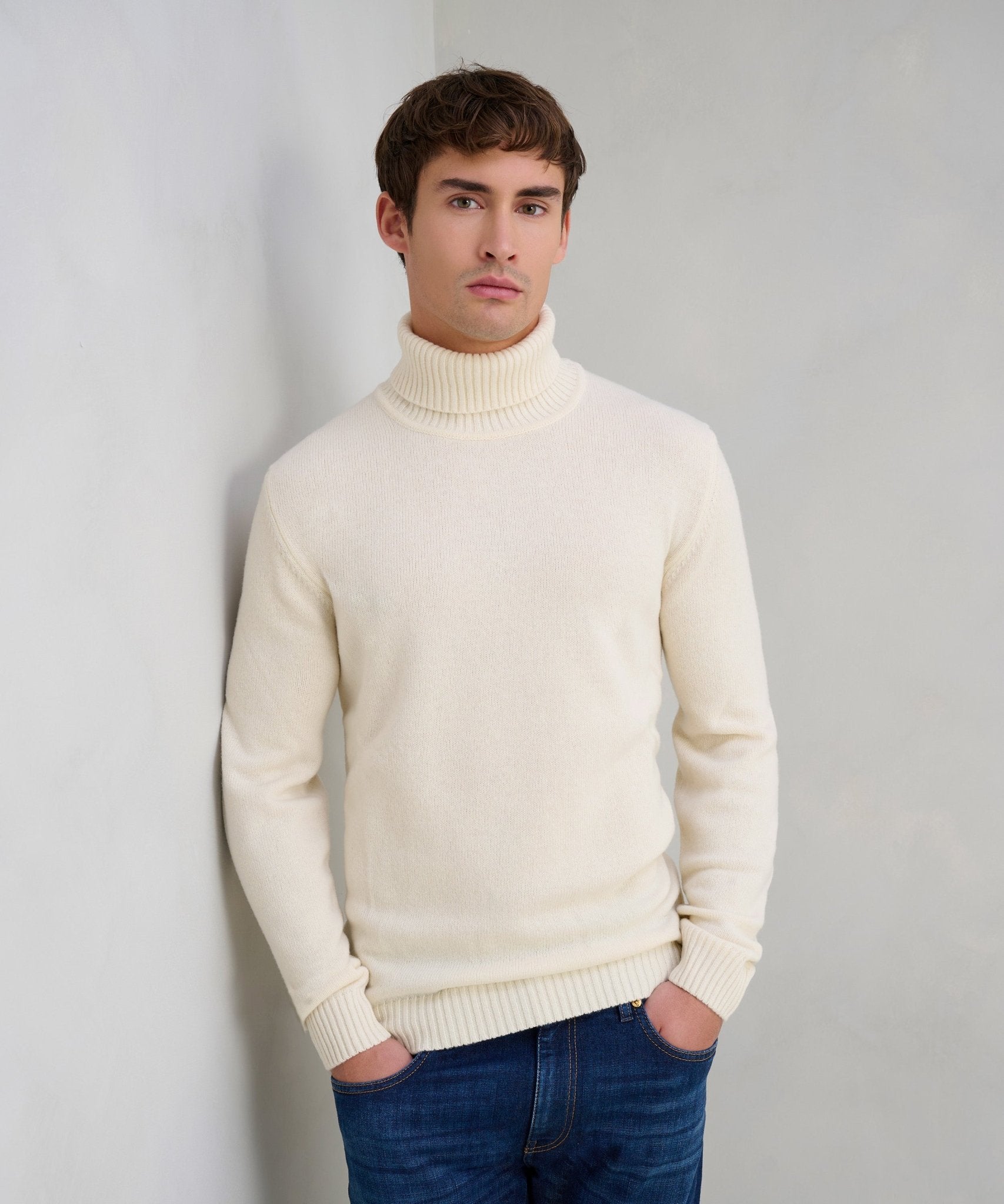 SOCI3TY Trui turtleneck Soft Wear wolmix off - white - The Society Shop