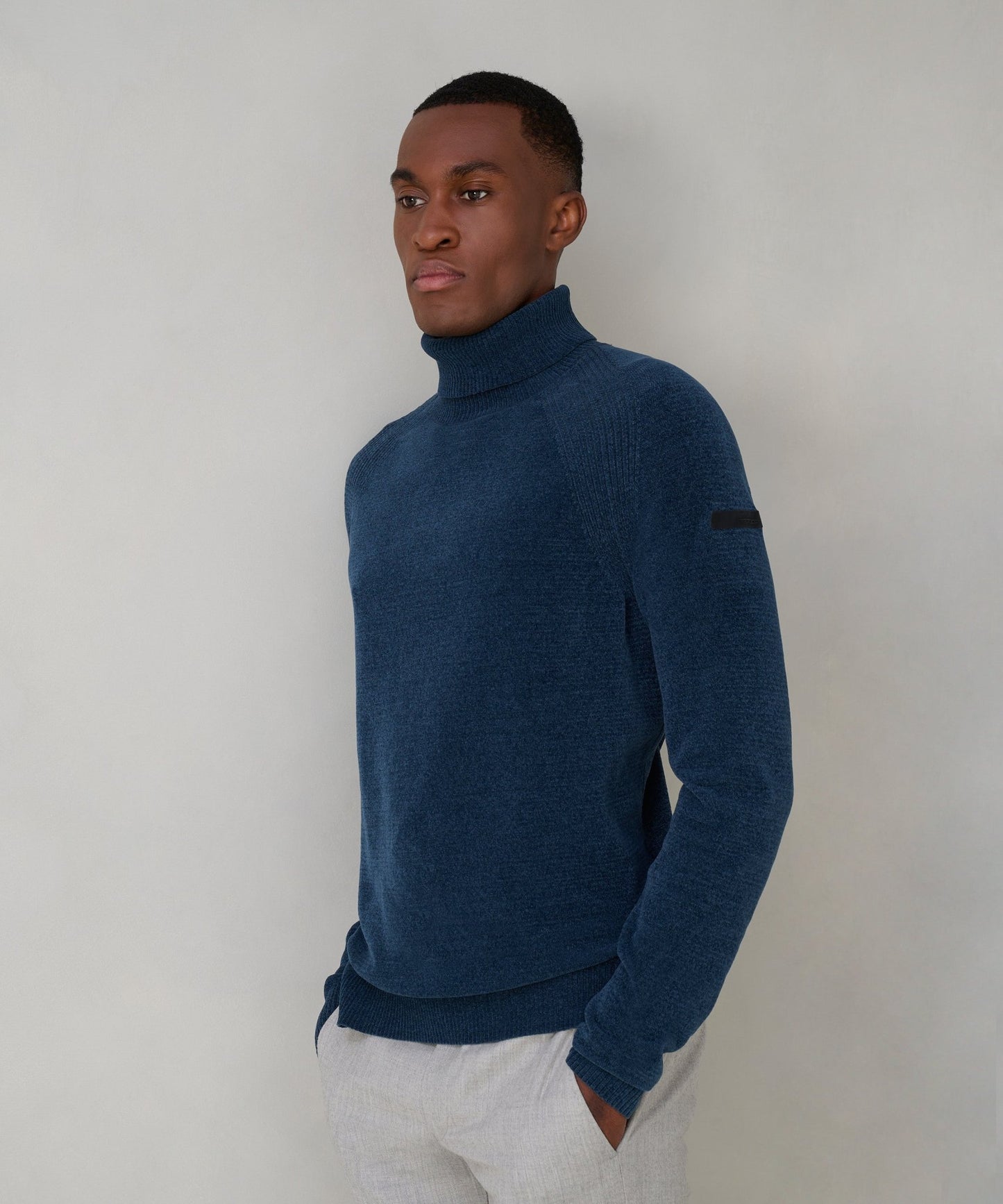 Roberto Ricci Design Trui turtleneck velvet knit blauw - The Society Shop