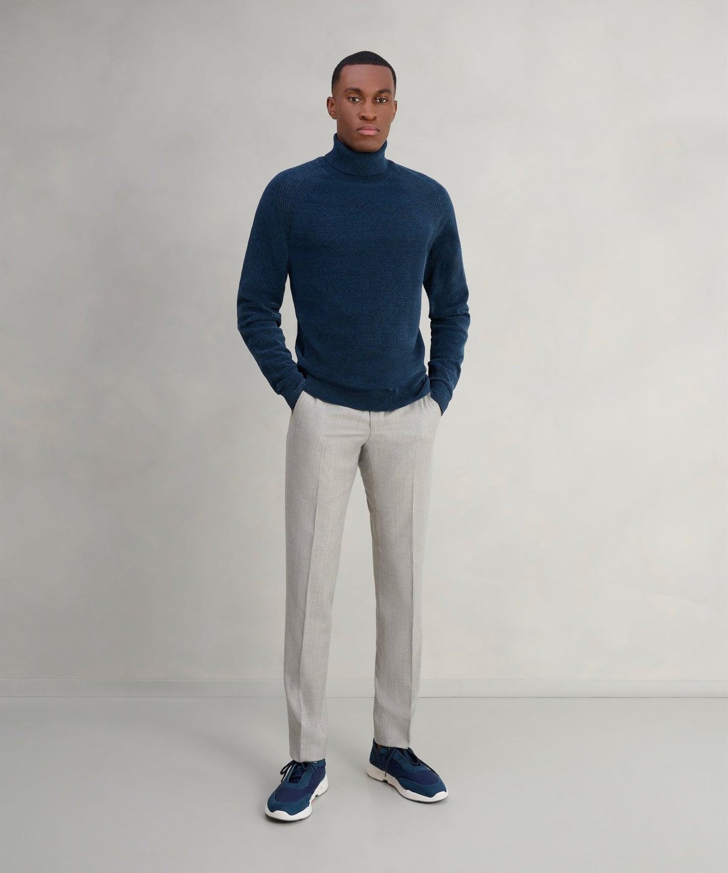 Roberto Ricci Design Trui turtleneck velvet knit blauw - The Society Shop