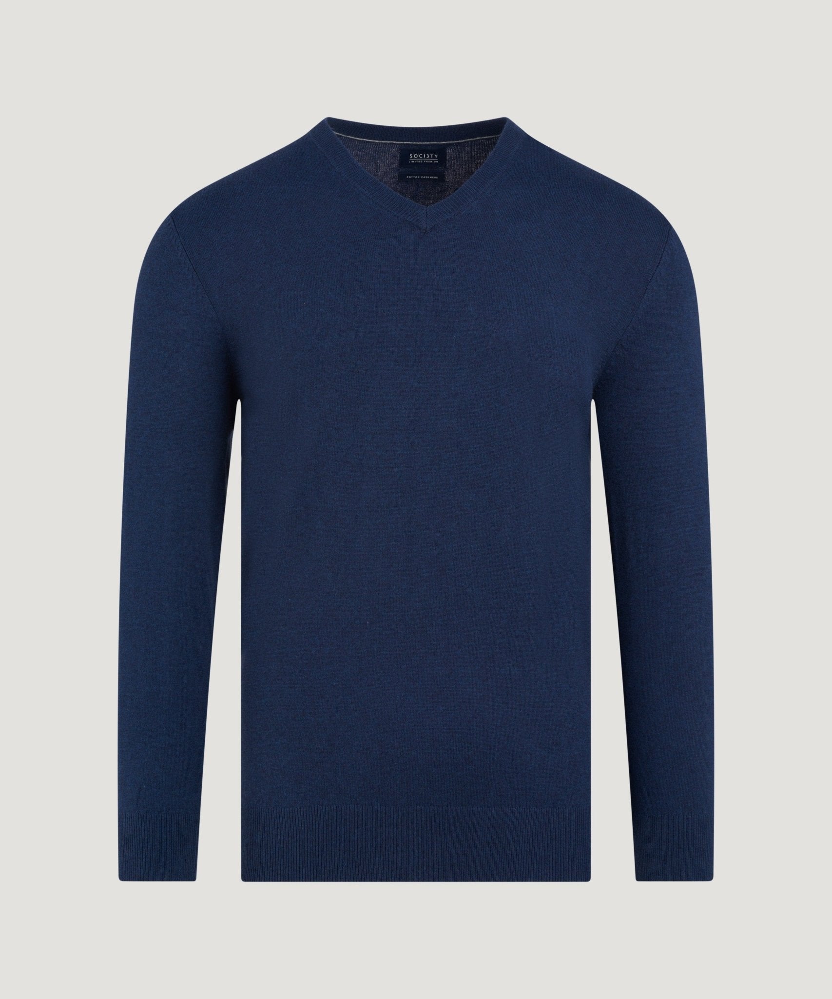 SOCI3TY Limited Trui v - neck Cotton Cashmere donkerblauw - THE SOCIETY SHOP