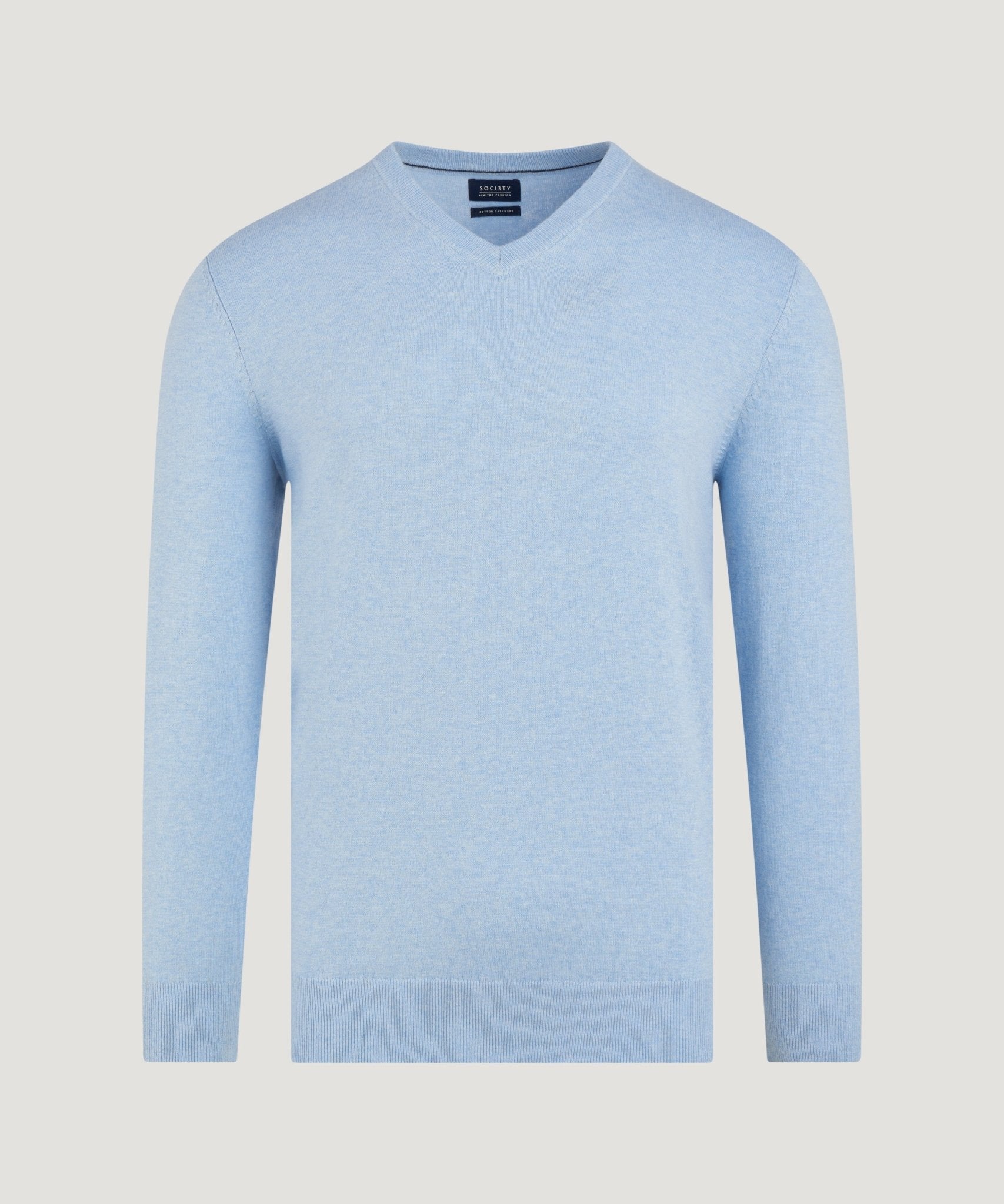 SOCI3TY Limited Trui v - neck Cotton Cashmere lichtblauw - THE SOCIETY SHOP