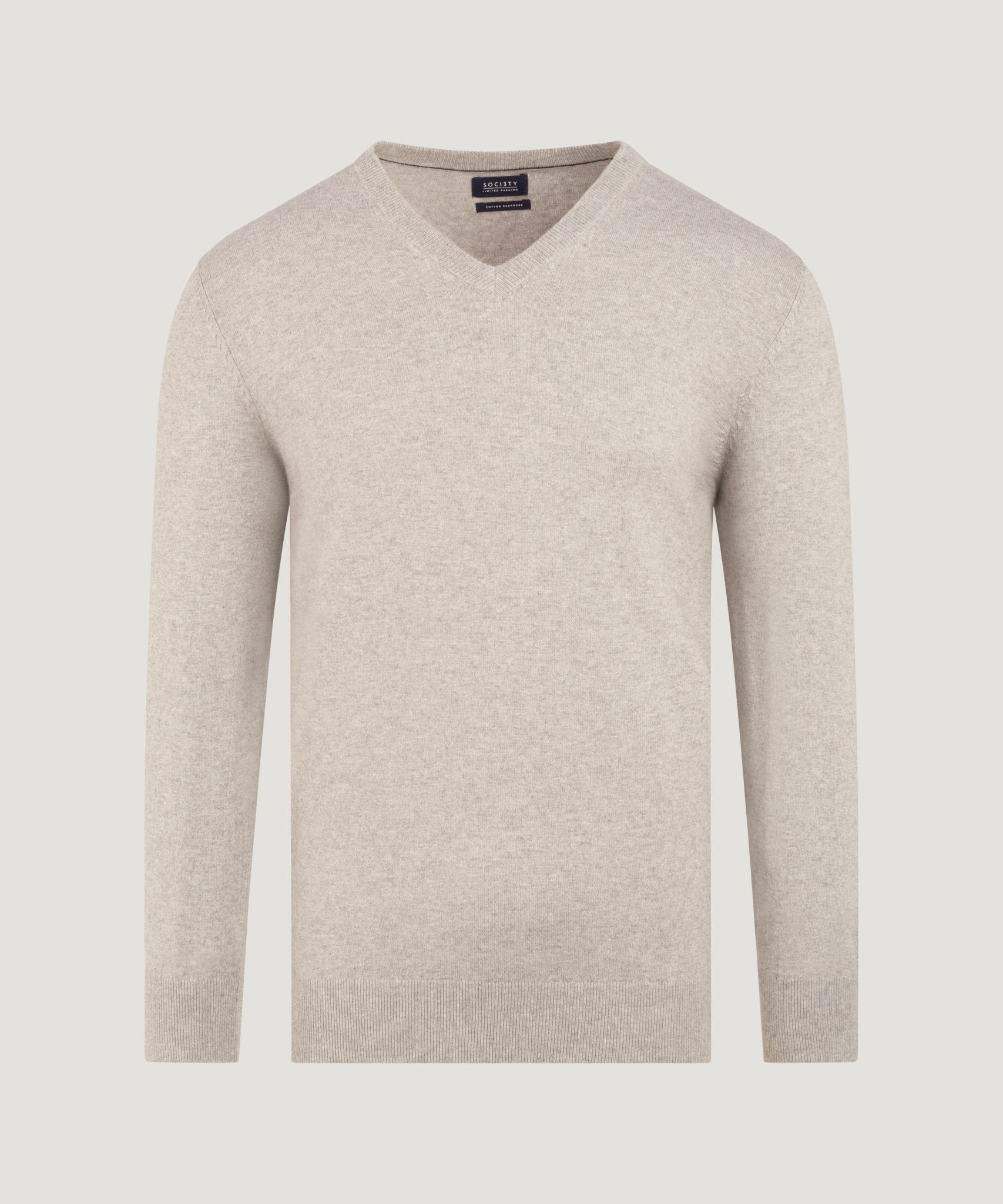 SOCI3TY Limited Trui v - neck Cotton Cashmere lichtgrijs - THE SOCIETY SHOP