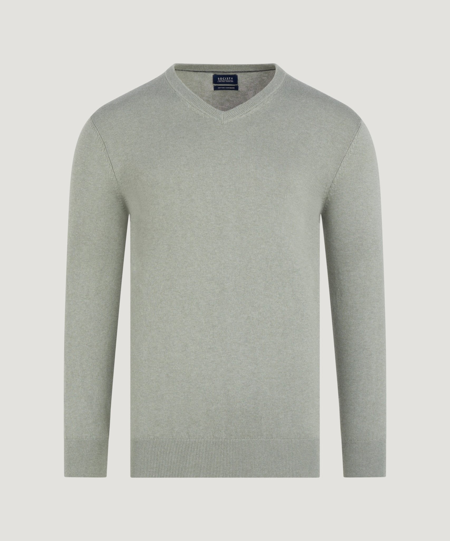 SOCI3TY Limited Trui v - neck Cotton Cashmere lichtgroen - THE SOCIETY SHOP