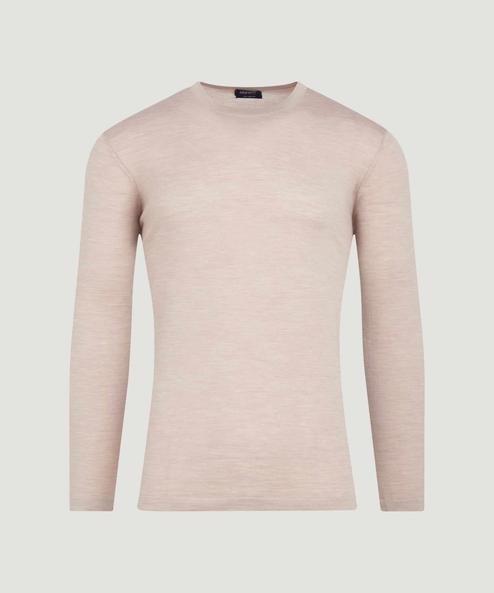 SOCI3TY Tubular knit crewneck trui merinowol beige - THE SOCIETY SHOP