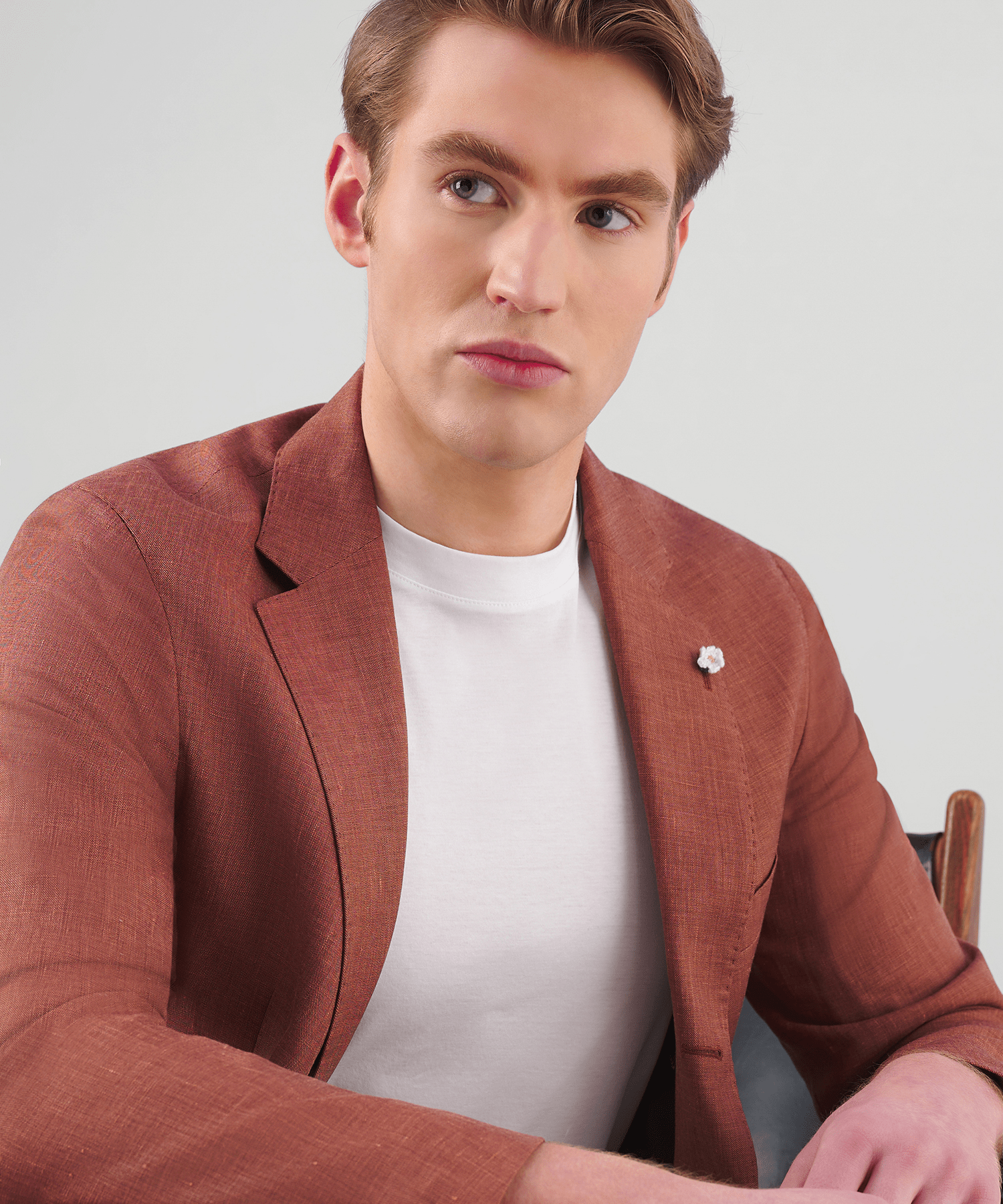 SOCI3TY Tweedelig pak linnen/wol cognacbruin by Loro Piana - The Society Shop