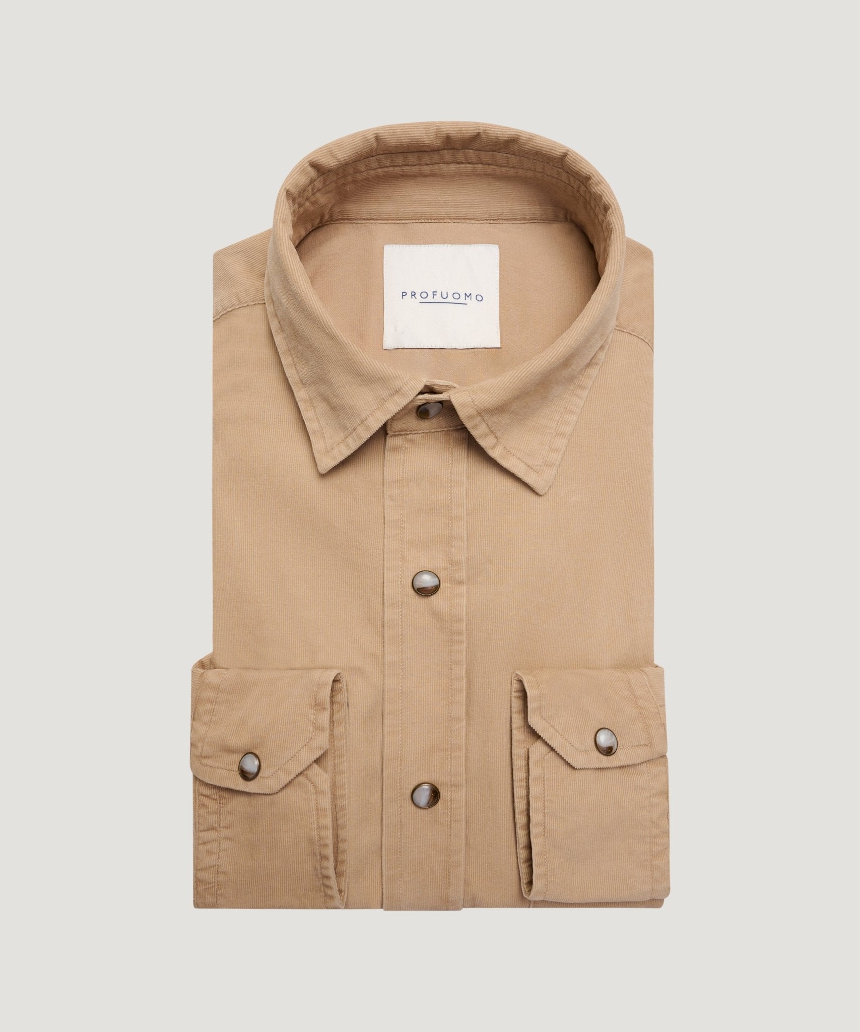 Profuomo Western overhemd katoen ribcord camel - The Society Shop