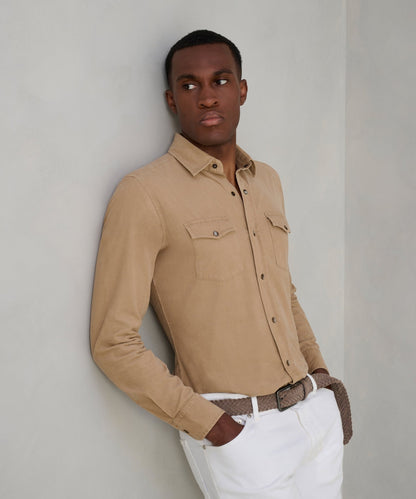 Profuomo Western overhemd katoen ribcord camel - The Society Shop