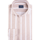 Overhemd techfabric wit/taupe gestreept