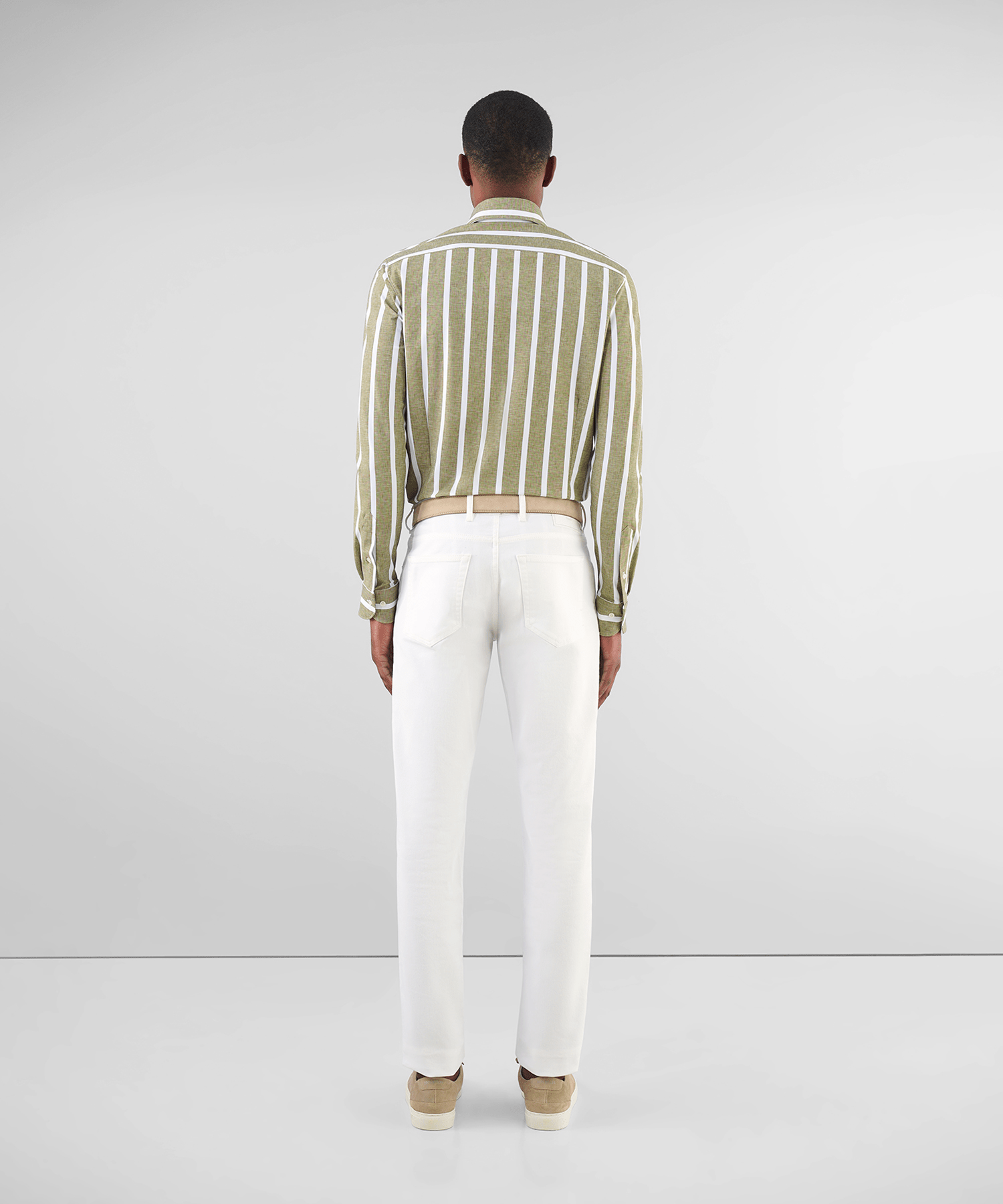 Tech-shirt groen/wit gestreept