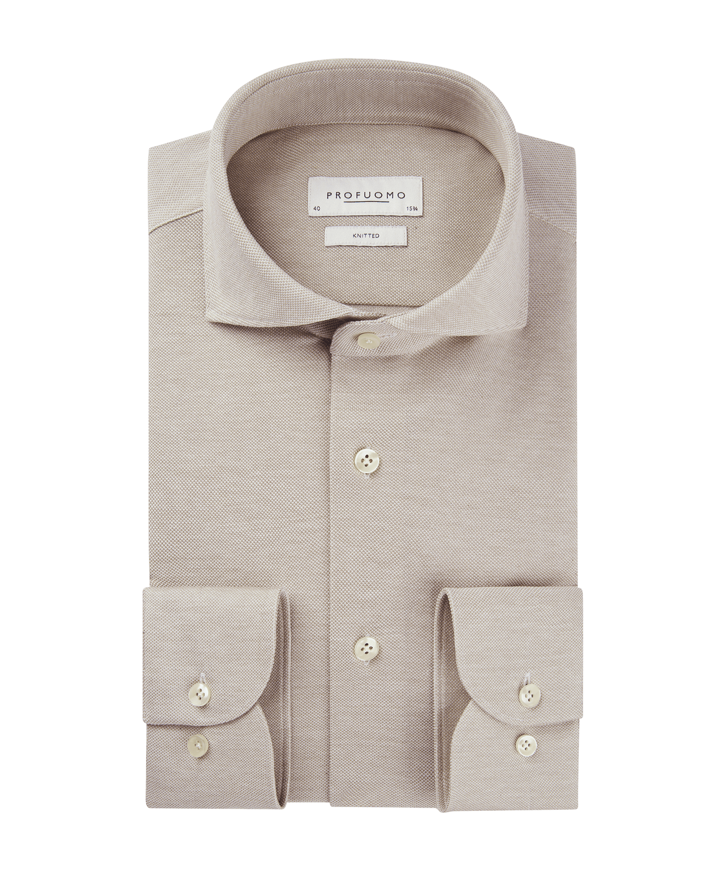 Knitted overhemd katoen beige