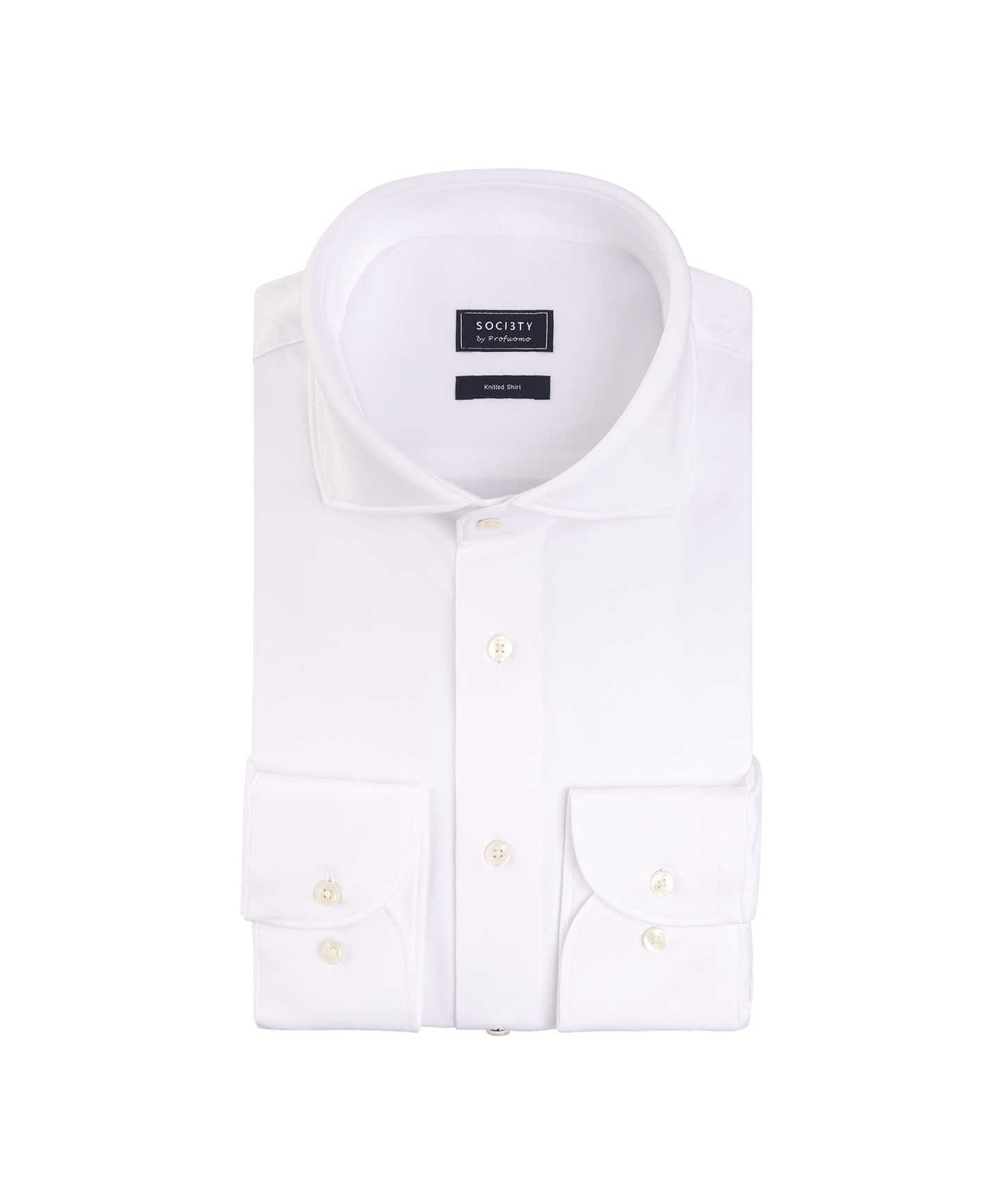 Knitted overhemd wit katoen