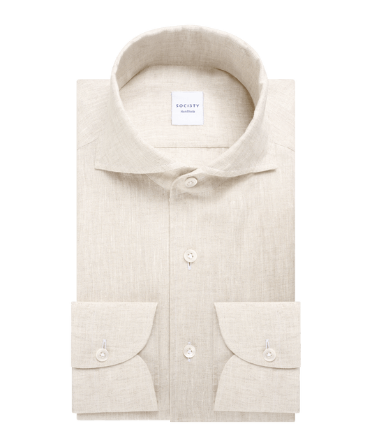 SOCI3TY Handmade overhemd linnen lichtbruin