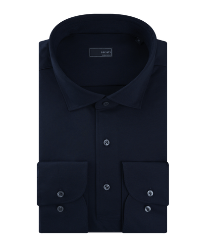 Lange mouwen polo navy katoen