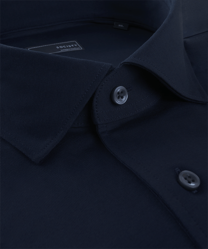 Lange mouwen polo navy katoen