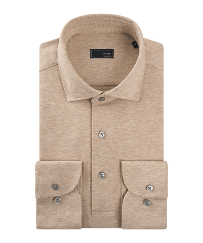 Lange mouwen polo lichtbeige katoen