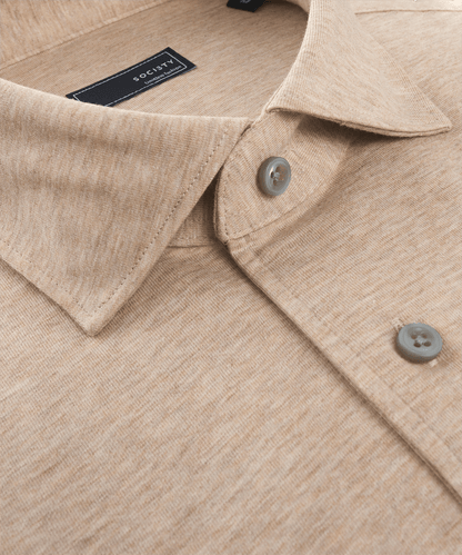 Lange mouwen polo lichtbeige katoen