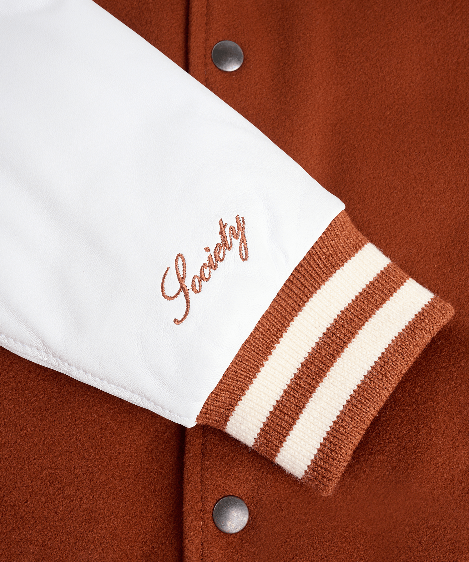 Varsity jacket donkeroranje wol en kasjmier