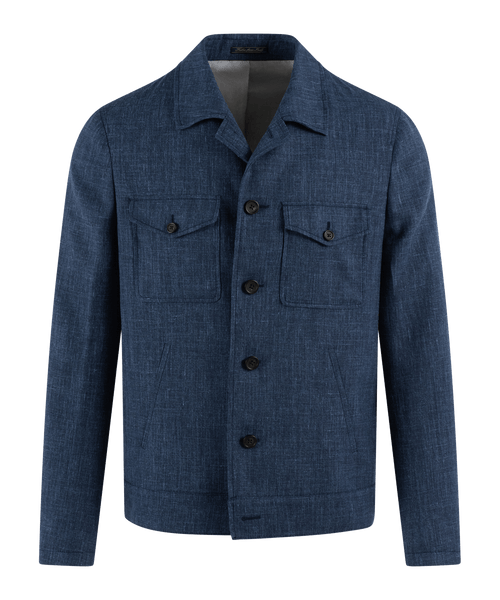 Trucker jacket donkerblauw wol en linnen