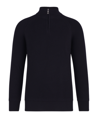 Half-zip trui donkerblauw merinowol