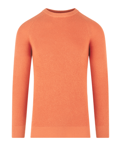 Trui crewneck katoen/linnen oranje