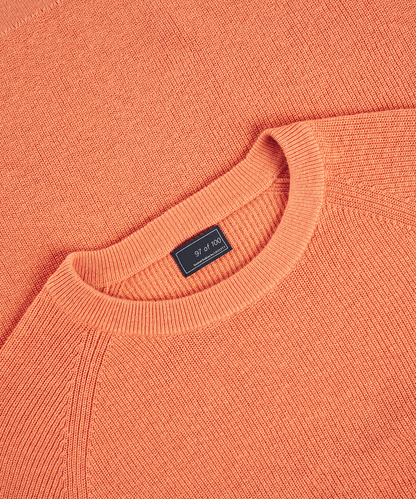 Trui crewneck katoen/linnen oranje