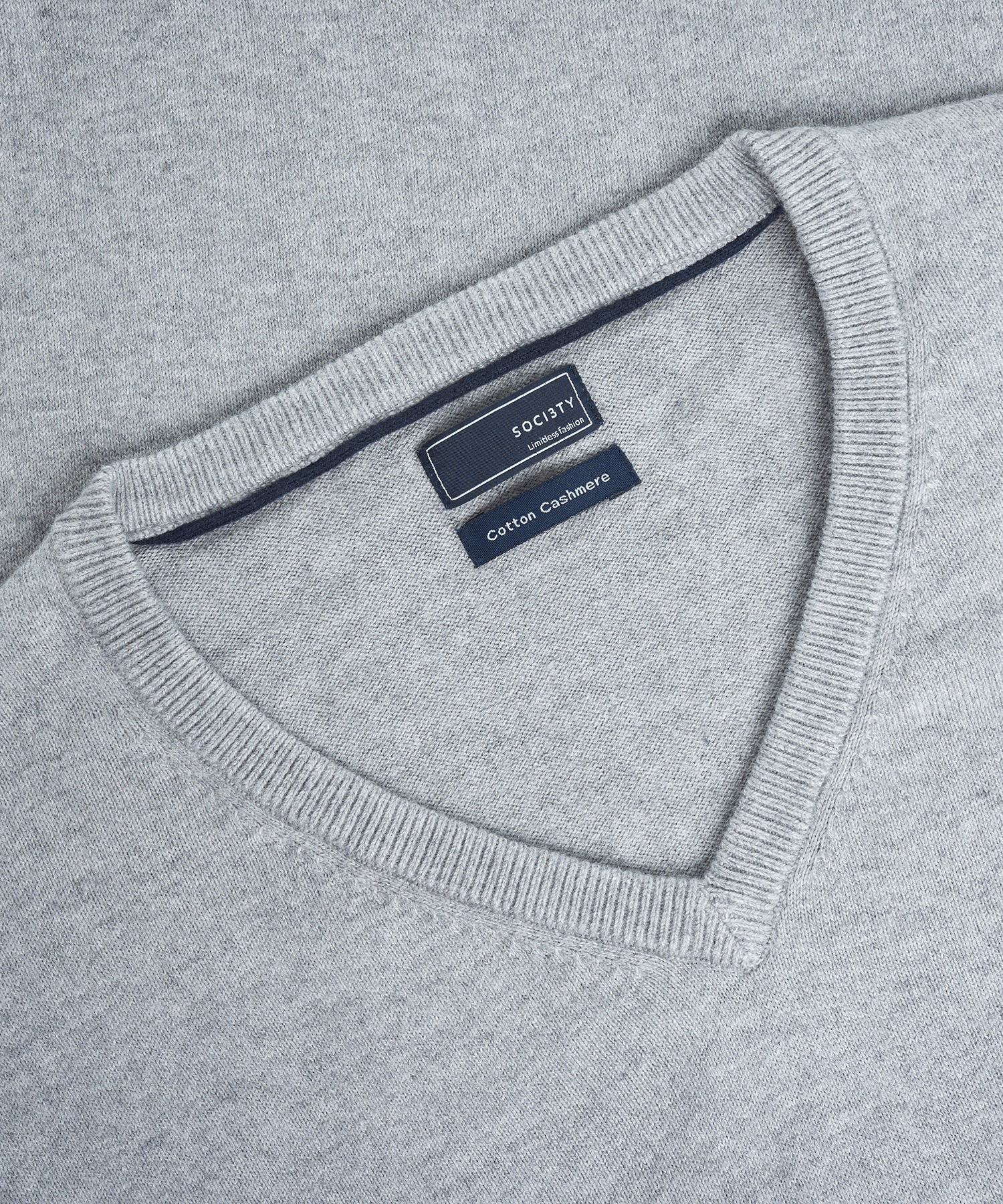 Trui v-neck katoen/kasjmier grijs