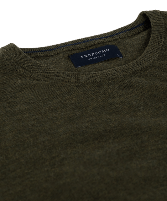 PULLOVER CREW-NECK ARMY L / Donkergroen