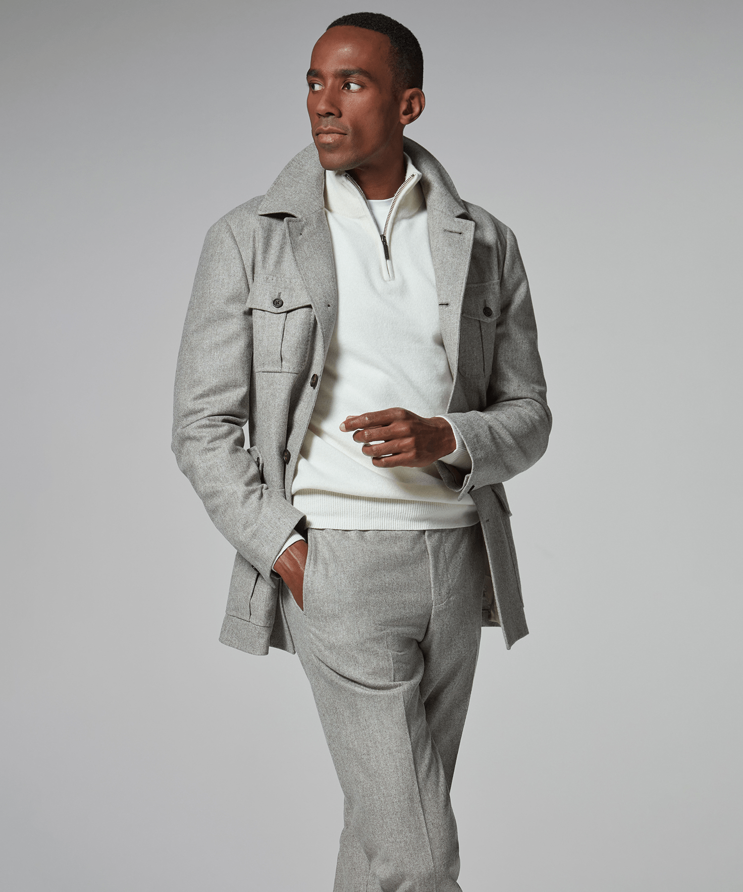 Trui half-zip kasjmier off-white